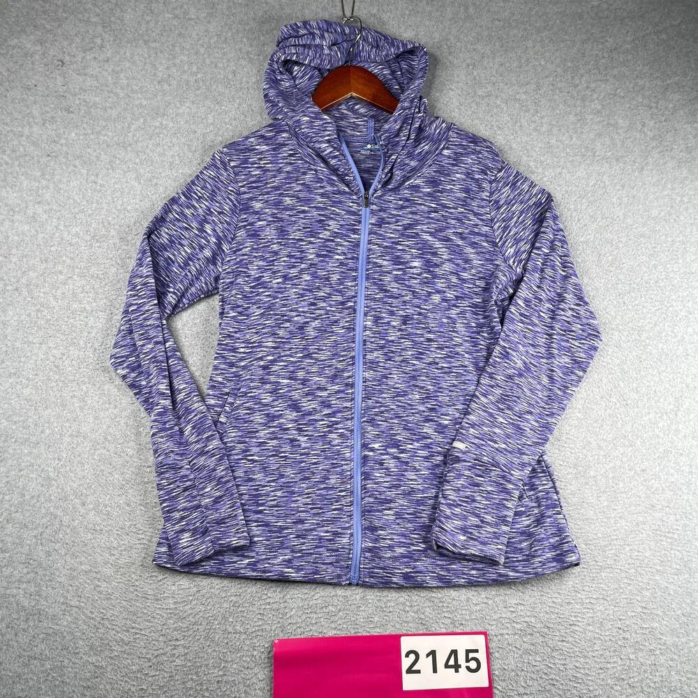 Columbia Hoodie Sweatshirt Womens Large Purple heather Stretch Full Zip SEE